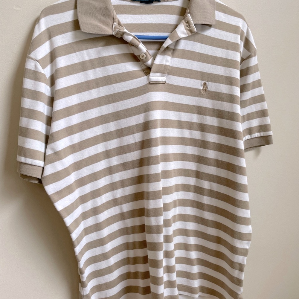 Medium Light Brown Striped Polo by Ralph Lauren Polo Shirt